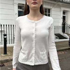 Brandy Melville White Scalloped ZOE Cardigan